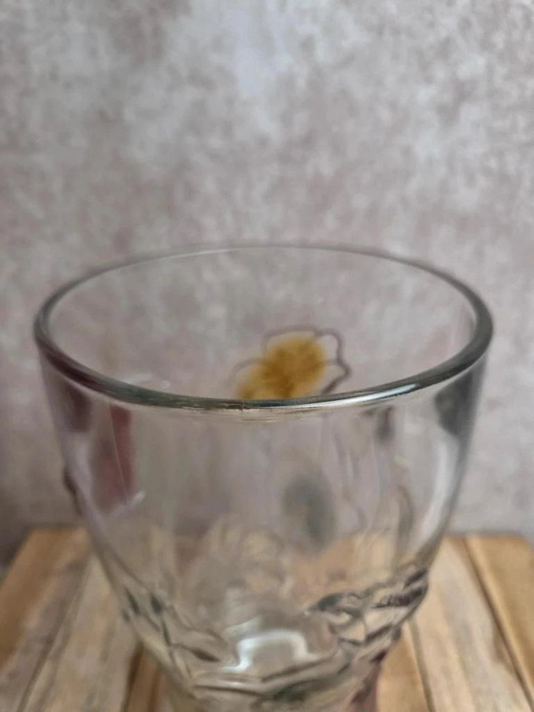 Large vintage pressed molded glass vase - colorful floral decor - France – photo 6
